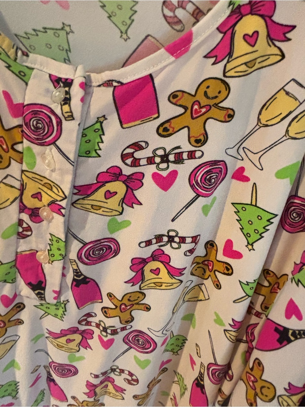 Women's Holiday Print Pink Short-Sleeve Nightgown by Not a Morning Person - Picture 3 of 5